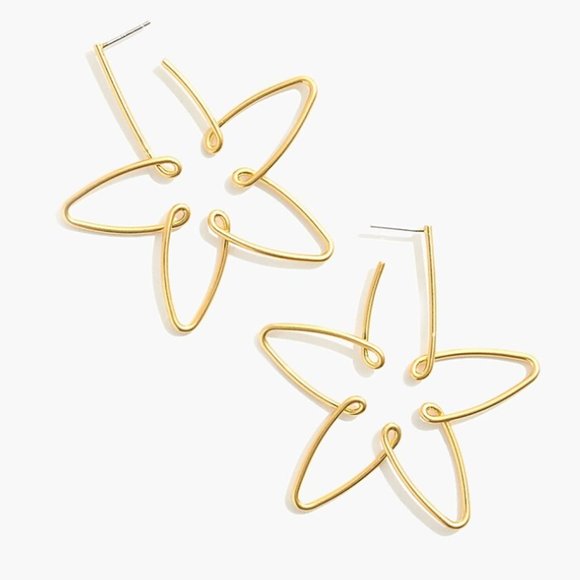 NWOT Madewell Gold Wire Flower Floral Loop Statement Dangly Earrings - Picture 1 of 3
